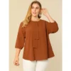 Agnes Orinda Women's Plus Size Work Round Neck Ruffle Chiffon Blouse Top 2 Agnes Orinda Women's Plus Size Work Round Neck Ruffle Chiffon Blouse Top -Agnes Orinda GUEST 1f3aa1f8 8c4f 41ea b8c3 de910448d120