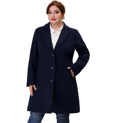 Agnes Orinda Women's Plus Size Winter Notched Lapel Single Breasted Pea Coat 16 Agnes Orinda Women's Plus Size Winter Notched Lapel Single Breasted Pea Coat - Image 14