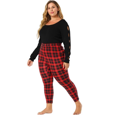 Agnes Orinda Women's Plus Size Check Leggings Stretch Festive Glen Plaid Skinny Pants 5 Agnes Orinda Women's Plus Size Check Leggings Stretch Festive Glen Plaid Skinny Pants - Image 3