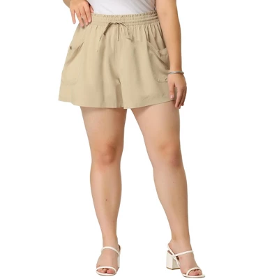 Agnes Orinda Women's Plus Pants Casual Drawstring Waist Shorts With Front Pokcets 3 Agnes Orinda Women's Plus Pants Casual Drawstring Waist Shorts With Front Pokcets