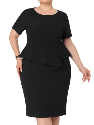 Agnes Orinda Women's Plus Size Short Sleeve Work Formal Body-con Pencil Sheath Dresses 3 Agnes Orinda Women's Plus Size Short Sleeve Work Formal Body-con Pencil Sheath Dresses