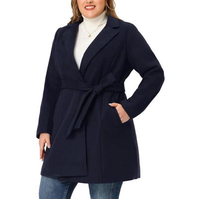 Agnes Orinda Women's Plus Size Work Tie Waist Notched Lapel Long Coat 3 Agnes Orinda Women's Plus Size Work Tie Waist Notched Lapel Long Coat