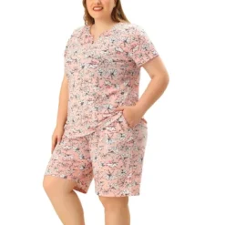 Agnes Orinda Womens Plus Size Loungewear Floral Elastic Waist Short Sleeve Pajamas Set 13 Agnes Orinda Womens Plus Size Loungewear Floral Elastic Waist Short Sleeve Pajamas Set -Agnes Orinda GUEST 261b44e3 84dc 47af a46a e7745f54b043