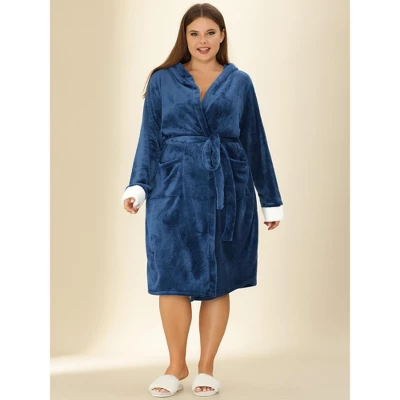 Agnes Orinda Women's Plus Size Nightgown Faux Fur Robe Fleece Hood Warm Plush Flannel Robe 4 Agnes Orinda Women's Plus Size Nightgown Faux Fur Robe Fleece Hood Warm Plush Flannel Robe - Image 2