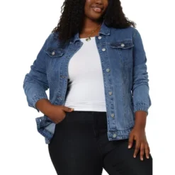 Agnes Orinda Women's Plus Size Outerwear Button Front Washed Denim Jean Jacket -Agnes Orinda GUEST 26acfc80 1db1 4f15 bdc1 e40f066bc466