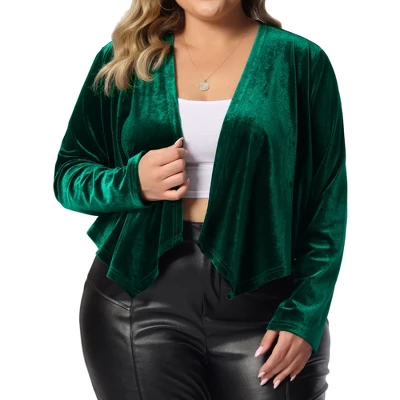 Agnes Orinda Women's Plus Size Velvet Long Sleeve Open Front Lightweight Casual Cardigans 7 Agnes Orinda Women's Plus Size Velvet Long Sleeve Open Front Lightweight Casual Cardigans - Image 5
