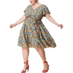 Agnes Orinda Women's Plus Size V Neck Floral Empire Waist Dresses 15 Agnes Orinda Women's Plus Size V Neck Floral Empire Waist Dresses -Agnes Orinda GUEST 27bc696e 2c54 490c 905d 470da3a1da8f