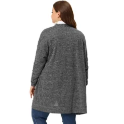 Agnes Orinda Women's Plus Size Long Sleeve Patch Pocket Open Front Knit Sweater Cardigan -Agnes Orinda GUEST 2920e9d7 2eb6 47af a822 51011f71ca85