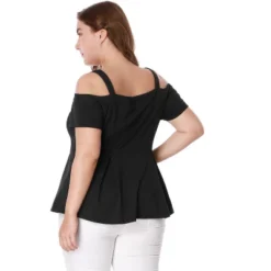 Agnes Orinda Women's Plus Size High Waist Sweetheart Cold Shoulder Peplum Blouse -Agnes Orinda GUEST 29311138 eb07 412e b96f af767cd4ae5b