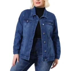 Agnes Orinda Women's Plus Size Outerwear Button Front Washed Denim Jean Jacket -Agnes Orinda GUEST 2a326cd2 f507 495a 8cd5 5f65d517a4b1