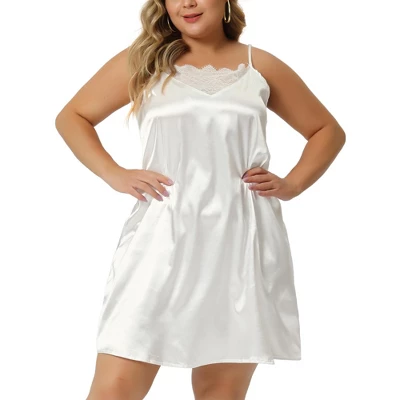 Agnes Orinda Women's Plus Size 2023 Spaghetti Strap Adjustable Lace Insert Satin Cami Nightdress 9 Agnes Orinda Women's Plus Size 2023 Spaghetti Strap Adjustable Lace Insert Satin Cami Nightdress - Image 7