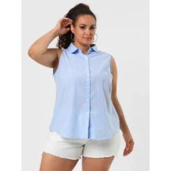 Agnes Orinda Women's Plus Size Sleeveless Shirts Office Button Down Tank Top -Agnes Orinda GUEST 2be3405b 937b 496e 9ad8 c091769faa2c
