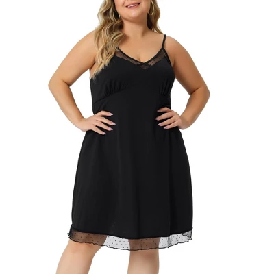 Agnes Orinda Women's Plus Size V Neck Spaghetti Strap Adjustable Mesh Panel Hem Sleeveles Lace Trim Nightgown 3 Agnes Orinda Women's Plus Size V Neck Spaghetti Strap Adjustable Mesh Panel Hem Sleeveles Lace Trim Nightgown