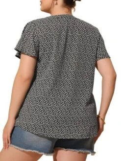 Agnes Orinda Women's Plus Size Floral Flare Short Sleeve Button Down Chiffon Shirt -Agnes Orinda GUEST 2cabeadf 8a1f 485f 907a bfa6f5e44722