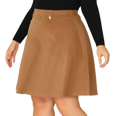 Agnes Orinda Women's Plus Size Corduroy Button Decor Elastic Waist A-Line Skirts 7 Agnes Orinda Women's Plus Size Corduroy Button Decor Elastic Waist A-Line Skirts - Image 5