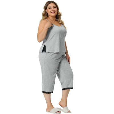 Agnes Orinda Women's Plus Size Sleeveless Elastic Waist Comfortable 2 Pieces Pajama Sets 4 Agnes Orinda Women's Plus Size Sleeveless Elastic Waist Comfortable 2 Pieces Pajama Sets - Image 2