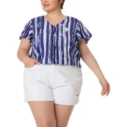 Agnes Orinda Women's Plus Size Cute Short Sleeve Casual Stripe Tops -Agnes Orinda GUEST 2eebbe3f 2223 494a 9ceb 100d87054004