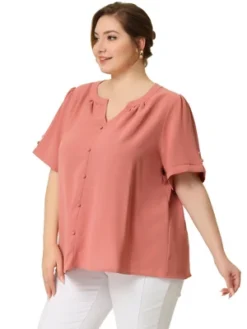 Agnes Orinda Women's Plus Size Dressy Ruched V Neck Short Sleeve Office Tops 8 Agnes Orinda Women's Plus Size Dressy Ruched V Neck Short Sleeve Office Tops -Agnes Orinda GUEST 2f8cdd39 9b50 43b4 b72f fa18aebd40a5