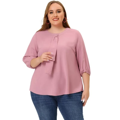 Agnes Orinda Women's Plus Size Work Round Neck Ruffle Chiffon Blouse Top 15 Agnes Orinda Women's Plus Size Work Round Neck Ruffle Chiffon Blouse Top - Image 13
