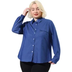 Agnes Orinda Women's Plus Size Denim Long Sleeve Chest Pocket Work Shirt 21 Agnes Orinda Women's Plus Size Denim Long Sleeve Chest Pocket Work Shirt -Agnes Orinda GUEST 3021c452 24bb 4937 9c86 ed372b074ebb