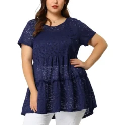 Agnes Orinda Women's Plus Size Blouse Tiered Lace Allover Round Neck Short Sleeve Peplum Blouses 13 Agnes Orinda Women's Plus Size Blouse Tiered Lace Allover Round Neck Short Sleeve Peplum Blouses -Agnes Orinda GUEST 313b08b1 11f2 4073 b228 c1d8a3ffaea6