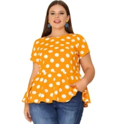 Agnes Orinda Women's Plus Size Polka Dots Fashion Workout Elegant Short Sleeves Peplum Top -Agnes Orinda GUEST 336bb6cd 7157 4c96 9edc 620967a245d8