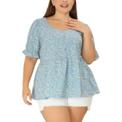 Agnes Orinda Women's Plus Size Floral Babydoll Peplum Waist Short Sleeve Blouses 16 Agnes Orinda Women's Plus Size Floral Babydoll Peplum Waist Short Sleeve Blouses -Agnes Orinda GUEST 33971313 239b 4e0d a5ef d8dd9b4b6ced