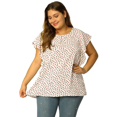 Agnes Orinda Women's Plus Size Summer Chiffon Polka Dots Top 8 Agnes Orinda Women's Plus Size Summer Chiffon Polka Dots Top - Image 6