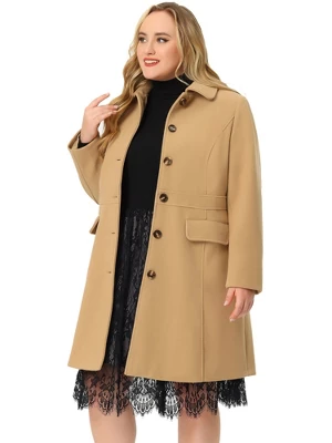 Agnes Orinda Women's Plus Size Winter Outerwear Single Breasted Long Overcoats 4 Agnes Orinda Women's Plus Size Winter Outerwear Single Breasted Long Overcoats - Image 2