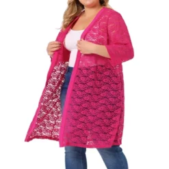Agnes Orinda Women's Plus Size Lace Open Front 3/4 Sleeve Long Cardigans -Agnes Orinda GUEST 355c407b d79b 4971 be62 0cf4f09b3058