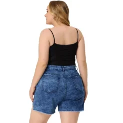 Agnes Orinda Women's Plus Size High Rise Fashion Denim Roll-Up Stretched Ripped Jean Shorts -Agnes Orinda GUEST 35759a21 29f3 410a bb87 f9cb5c058224
