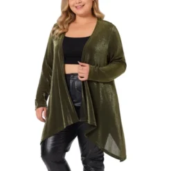 Agnes Orinda Women's Plus Size Velvet Sparkly Long Sleeve Open Front Sequin Cardigan -Agnes Orinda GUEST 362d3096 4610 47ce ae4e c3105d21a0f3