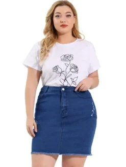 Agnes Orinda Women's Plus Size Raw Hem Denim Bodycon Skirt 10 Agnes Orinda Women's Plus Size Raw Hem Denim Bodycon Skirt -Agnes Orinda GUEST 36432963 46dc 46fd b909 d36299e0aa00