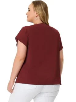 Agnes Orinda Women's Plus Size Elegant Pleated Petal Short Sleeve Vacation Office Work Blouses -Agnes Orinda GUEST 36460637 acb6 4b24 91da e97967d86686