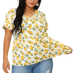 Agnes Orinda Women's Plus Size Blouse Casual V Neck Lemon Floral Peplum Top 13 Agnes Orinda Women's Plus Size Blouse Casual V Neck Lemon Floral Peplum Top -Agnes Orinda GUEST 366ff558 ed2c 41d8 92be 10f39eb6801b