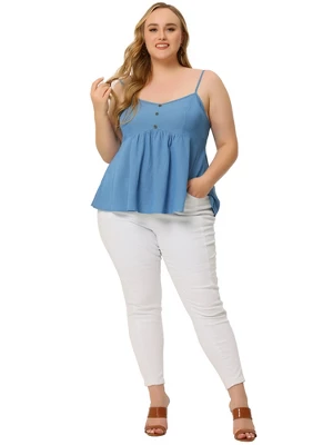 Agnes Orinda Plus Size Camisole For Women Peplum Adjustable Strap Tank Tops 4 Agnes Orinda Plus Size Camisole For Women Peplum Adjustable Strap Tank Tops - Image 2