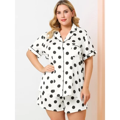 Agnes Orinda Womens Plus Size Bottom Polka Dots Short Sleeve Shirt And Shorts Pajama Set 4 Agnes Orinda Womens Plus Size Bottom Polka Dots Short Sleeve Shirt And Shorts Pajama Set - Image 2