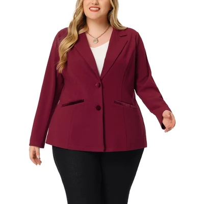 Agnes Orinda Women's Plus Size Button Down Notched Lapel Office Blazers 9 Agnes Orinda Women's Plus Size Button Down Notched Lapel Office Blazers - Image 7