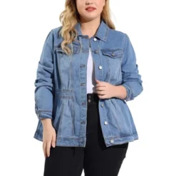 Agnes Orinda Women's Plus Size Classic Denim Washed Front Long Sleeve Jean Jackets -Agnes Orinda GUEST 382271c3 e806 477b 93b7 c4252b14fcb4