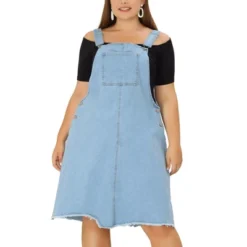 Agnes Orinda Women's Plus Size Overall Frayed Adjustable Strap Denim Suspender Shift Dress -Agnes Orinda GUEST 384b958f 0146 4e01 bd66 646f343c948f