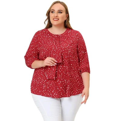 Agnes Orinda Women's Plus Size Work Round Neck Ruffle Chiffon Blouse Top 17 Agnes Orinda Women's Plus Size Work Round Neck Ruffle Chiffon Blouse Top - Image 15