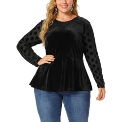 Agnes Orinda Plus Size Peplum Top For Women Polka Dots Sheer Puff Sleeve Velvet Top 13 Agnes Orinda Plus Size Peplum Top For Women Polka Dots Sheer Puff Sleeve Velvet Top -Agnes Orinda GUEST 38b47bba 038d 4023 92f9 14bb2775d820