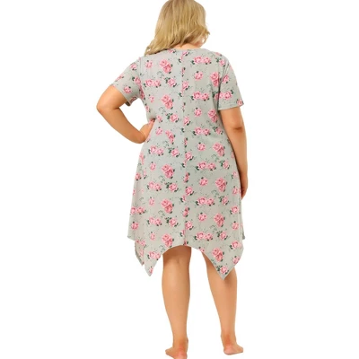 Agnes Orinda Womens Plus Size Floral Nightgown Pajama Cute Irregular Sleep Dress 6 Agnes Orinda Womens Plus Size Floral Nightgown Pajama Cute Irregular Sleep Dress - Image 4