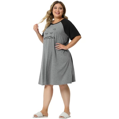 Agnes Orinda Women's Plus Size Short Sleeve Cute Graphic Nightgown 4 Agnes Orinda Women's Plus Size Short Sleeve Cute Graphic Nightgown - Image 2