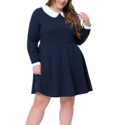 Agnes Orinda Women's Plus Size Peter Pan Collar A-Line Elegant Formal A Line Dress -Agnes Orinda GUEST 39bdc92e 9688 4e71 be76 69e95992bea5