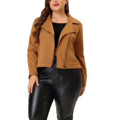 Agnes Orinda Women's Plus Size Winter Suede Cropped Moto Biker Zip Up Faux Suede Jackets 3 Agnes Orinda Women's Plus Size Winter Suede Cropped Moto Biker Zip Up Faux Suede Jackets