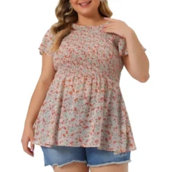 Agnes Orinda Women's Plus Size Chiffon Smock Waist Ditsy Floral Peplum Blouse 21 Agnes Orinda Women's Plus Size Chiffon Smock Waist Ditsy Floral Peplum Blouse -Agnes Orinda GUEST 3a44b2ae 9501 42a0 a0e4 fcbdb03a507e
