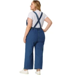 Agnes Orinda Women's Plus Size Denim Overalls Strap Cross Back Jumpsuits -Agnes Orinda GUEST 3a6c7d66 9763 4e5f 9016 f32d3f17bd7b