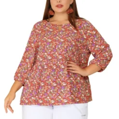 Agnes Orinda Women's Plus Size Keyhole Babydoll Lantern Floral Blouses -Agnes Orinda GUEST 3ad215dd 9c0b 41c9 8898 1faad2ae0c51