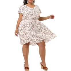 Agnes Orinda Women's Plus Size V Neck Elastic Waist Ditsy Floral Midi Dresses 19 Agnes Orinda Women's Plus Size V Neck Elastic Waist Ditsy Floral Midi Dresses -Agnes Orinda GUEST 3ad9b3bc 52e5 4932 8660 3e14309ad07c